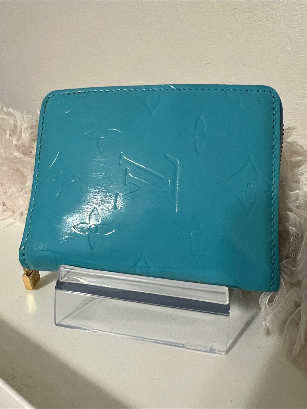 Louis Vuitton Turquoise Vernis Zip Around Compact Wallet